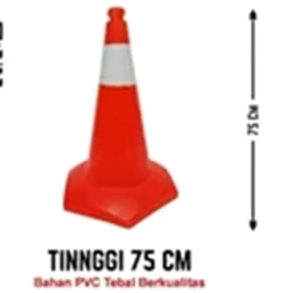 Traffic Cone 75 cm PVC plastic material Jalan Cone