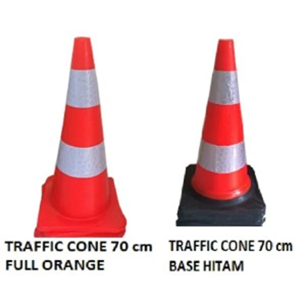 Traffic Cone Kerucut Safety Cone 75 Cm Karet PVC Dasar Hitam 